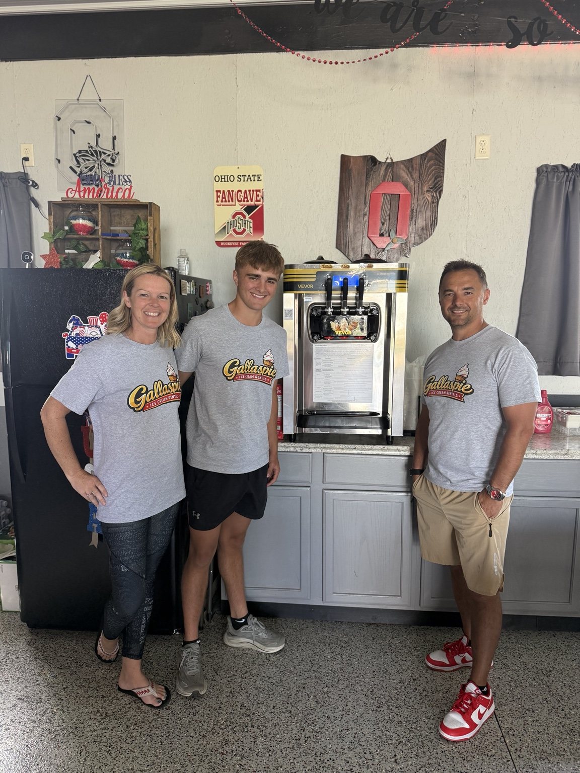 Gallaspie family with the soft serve ice cream machine