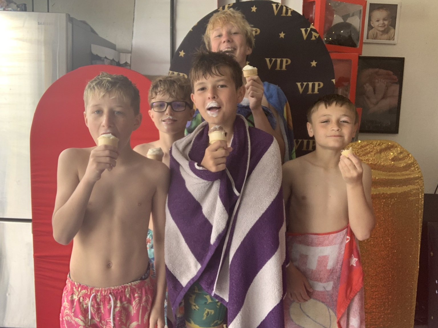 Kids smiling with ice cream cones